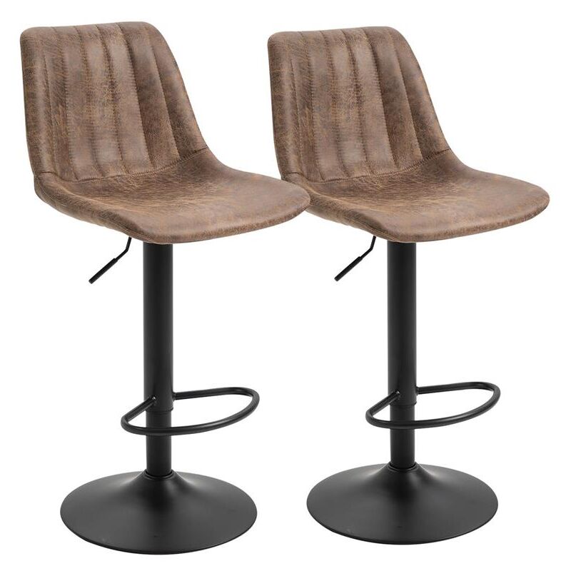 immagine 0 del prodotto set 2 sgabelli da bar in stile industriale con altezza regolabile in microfibra