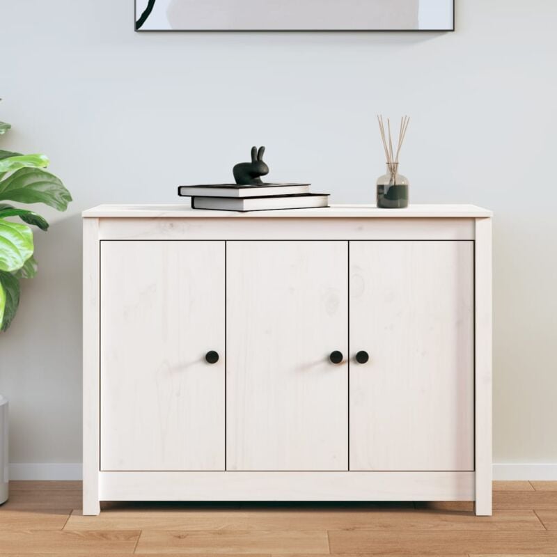 foto del prodotto vidaxl credenza bianca 100x35x74 cm in legno massello di pino