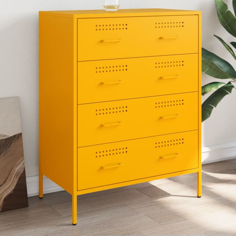 foto del prodotto vidaxl credenza giallo senape 68x39x89 cm in acciaio