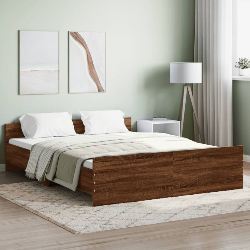 foto del prodotto vidaxl giroletto con testiera e pediera rovere marrone 140x200 cm