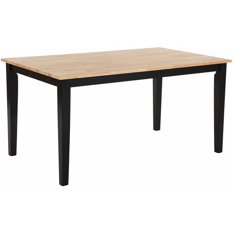 foto del prodotto beliani tavolo da pranzo legno di gomma marrone chiaro gambe nere 90 x 150 cm georgia