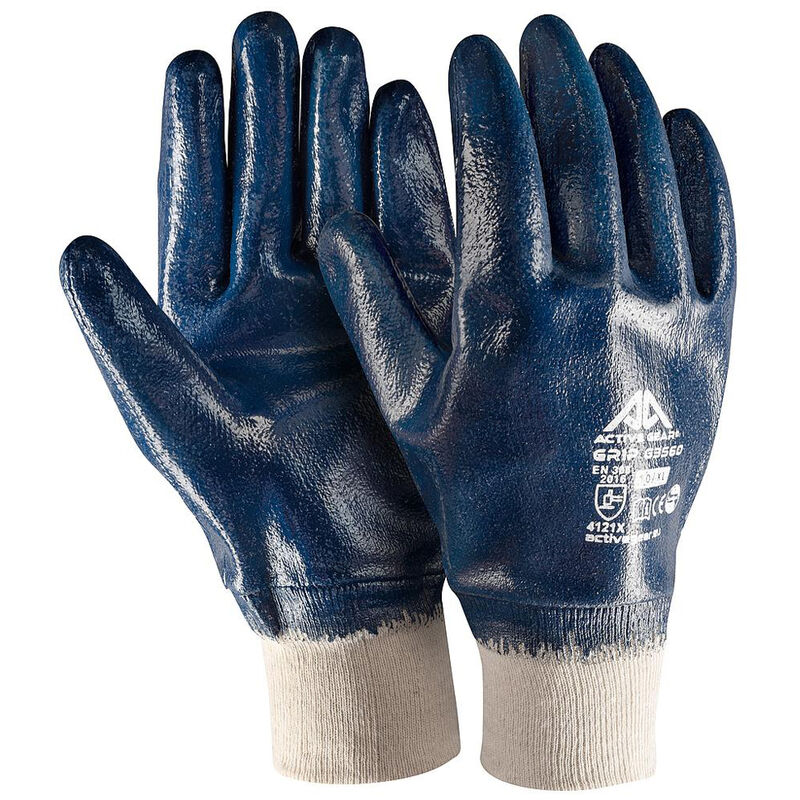 foto del prodotto guanti da lavoro nbr blu polsino elasticizzato ricoperto m xxl 12paia activegear, 11 xxl