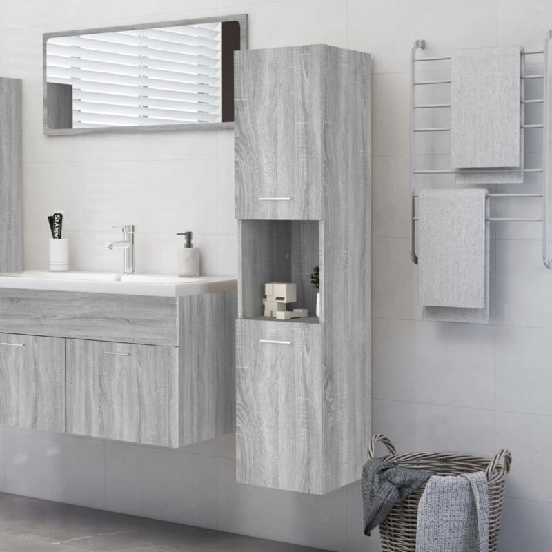 foto del prodotto vidaxl armadietto bagno grigio sonoma 30x30x130cm in legno multistrato