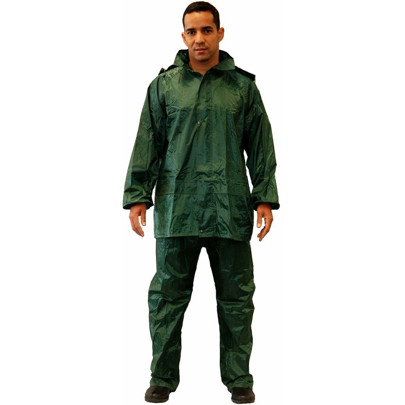 foto del prodotto gahibre tuta da acqua completa giacca impermeabile pieghevole e leggero tuta impermeabile da lavoro pantaloni e giacca impermeabili colore verde,