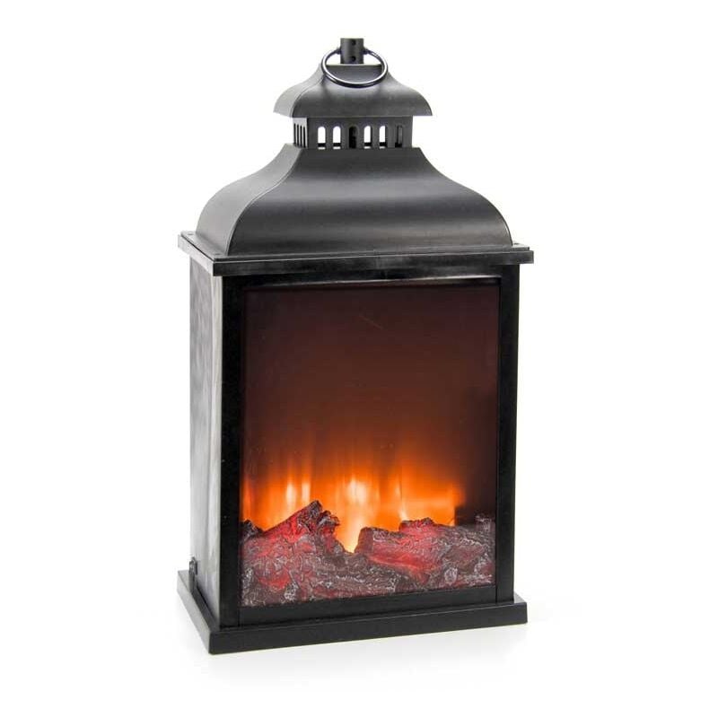 foto del prodotto lanterna led decorativa caminetto elettrico finto 25x15x44 cm