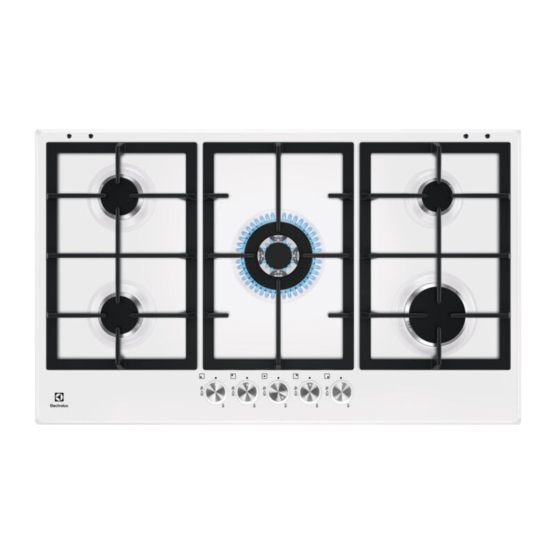 foto del prodotto electrolux kgs9536w. colore del prodotto bianco, posizionamento dell apparecchio da incasso, dimensione della larghezza del piano cottura 87 cm.