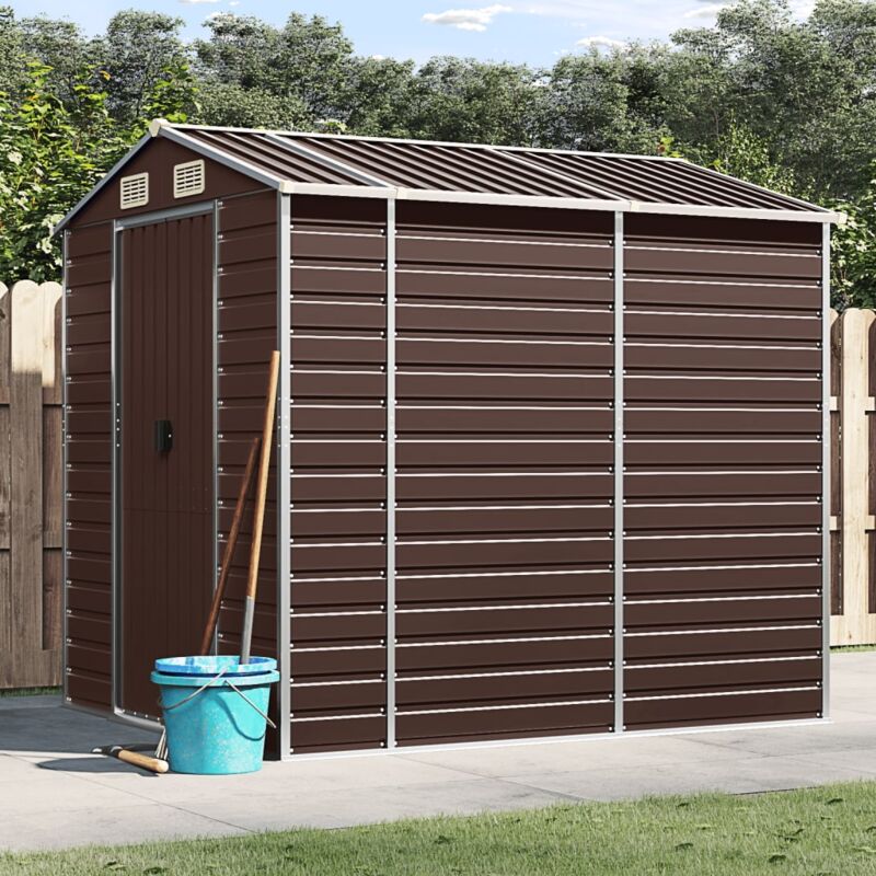 foto del prodotto vidaxl capanno da giardino marrone 191x215x198 cm in acciaio zincato