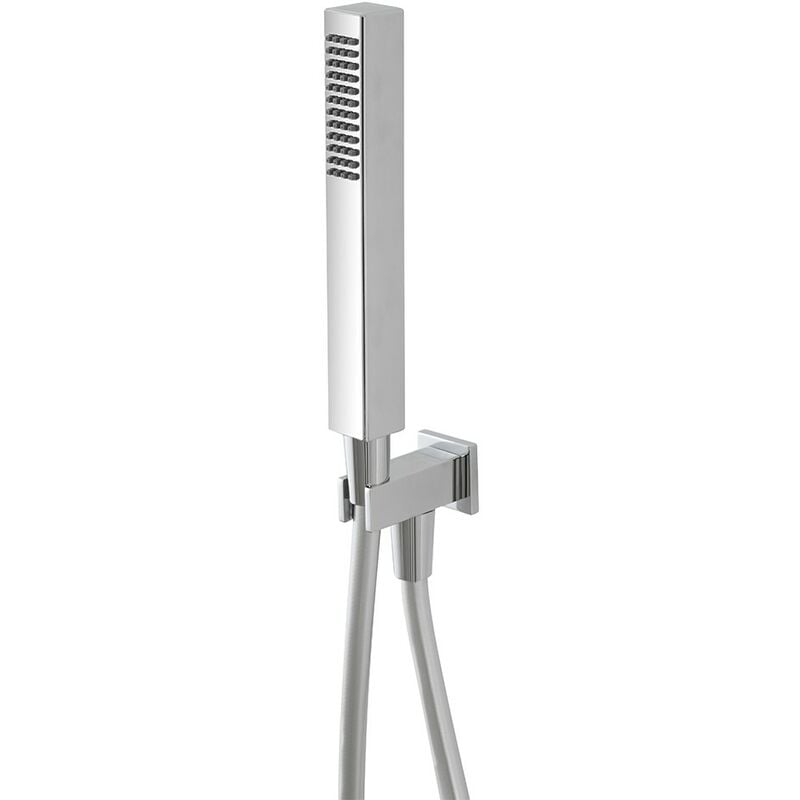 immagine 0 del prodotto set doccia cromo con doccetta quadrata presa acqua e flessibile
