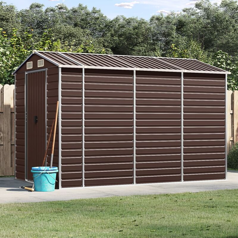 foto del prodotto vidaxl capanno da giardino marrone 191x300x198 cm in acciaio zincato