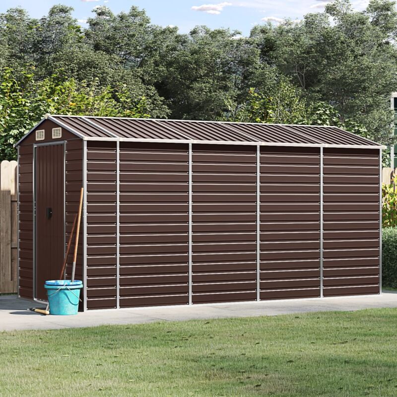 foto del prodotto vidaxl capanno da giardino marrone 191x385x198 cm in acciaio zincato