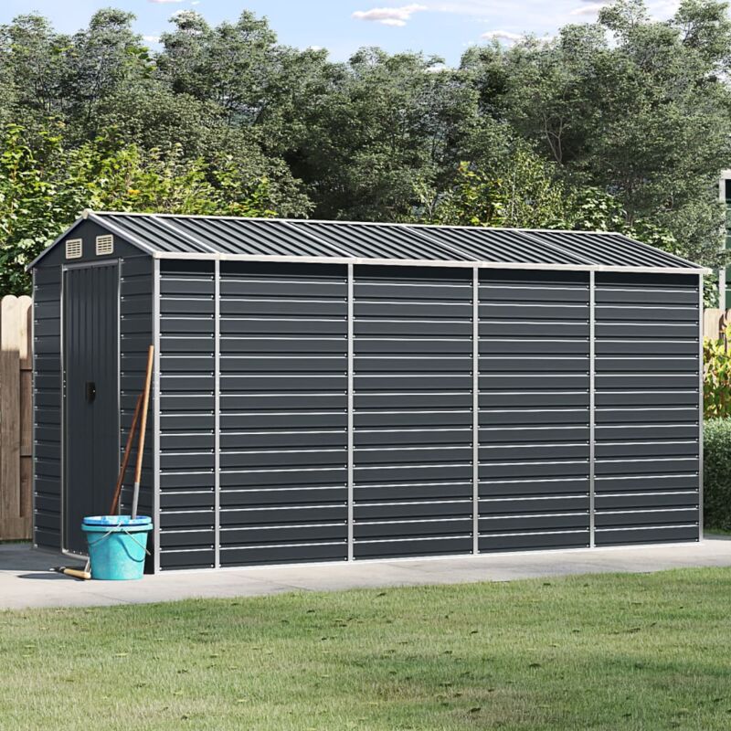 foto del prodotto vidaxl capanno da giardino antracite 191x385x198cm in acciaio zincato