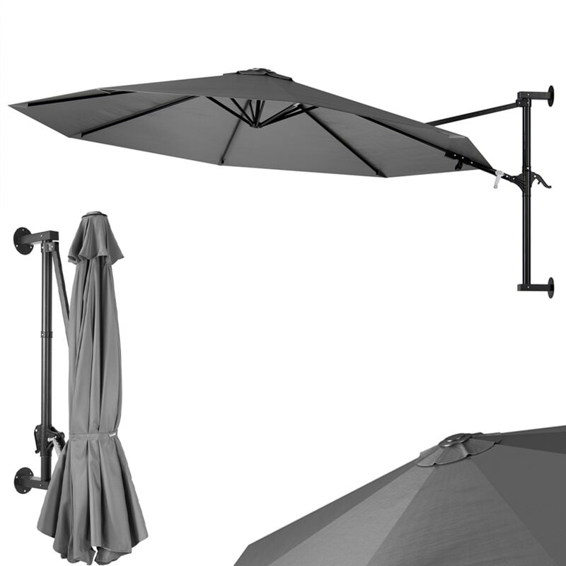 foto del prodotto ombrellone a muro 300cm parasole parete struttura metallo gazebo air vent grigio