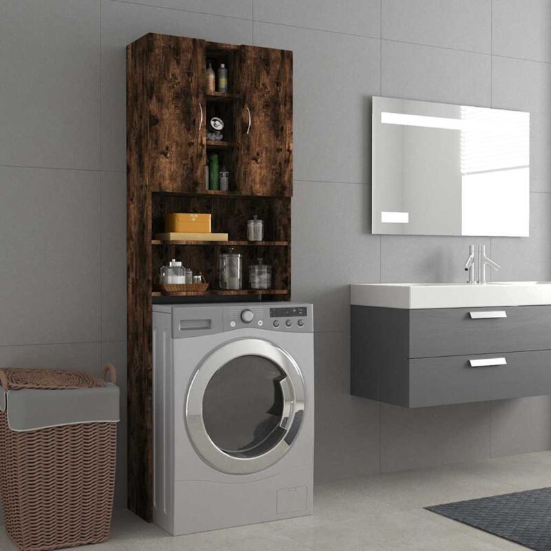 foto del prodotto furniture limited mobile per lavatrice rovere fumo 64x25,5x190