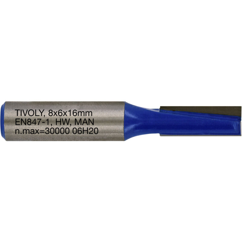 foto del prodotto fresa per scanalatura diritta 6mm 2 lame in carburo gambo 8mm per la lavorazione del legno tivoly