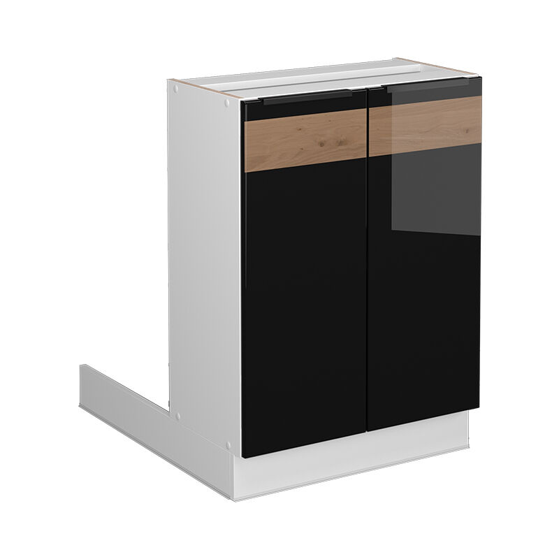foto del prodotto isola cucina fame line, rovere nero lucido, 60 cm senza piano di lavoro vicco