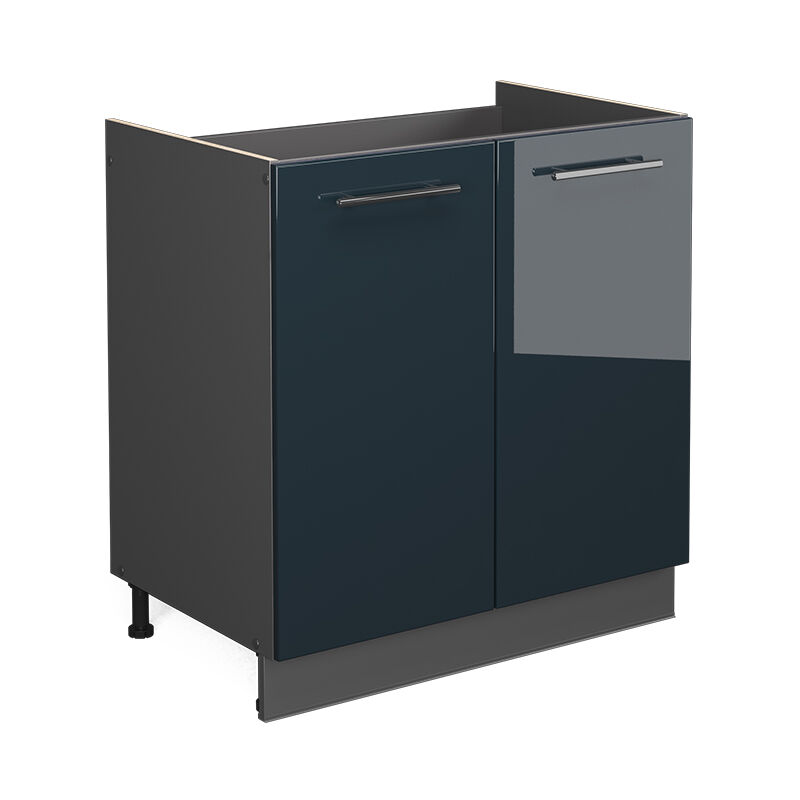 foto del prodotto mobile lavello cucina fame line, blu scuro lucido, 80 cm senza piano di lavoro vicco