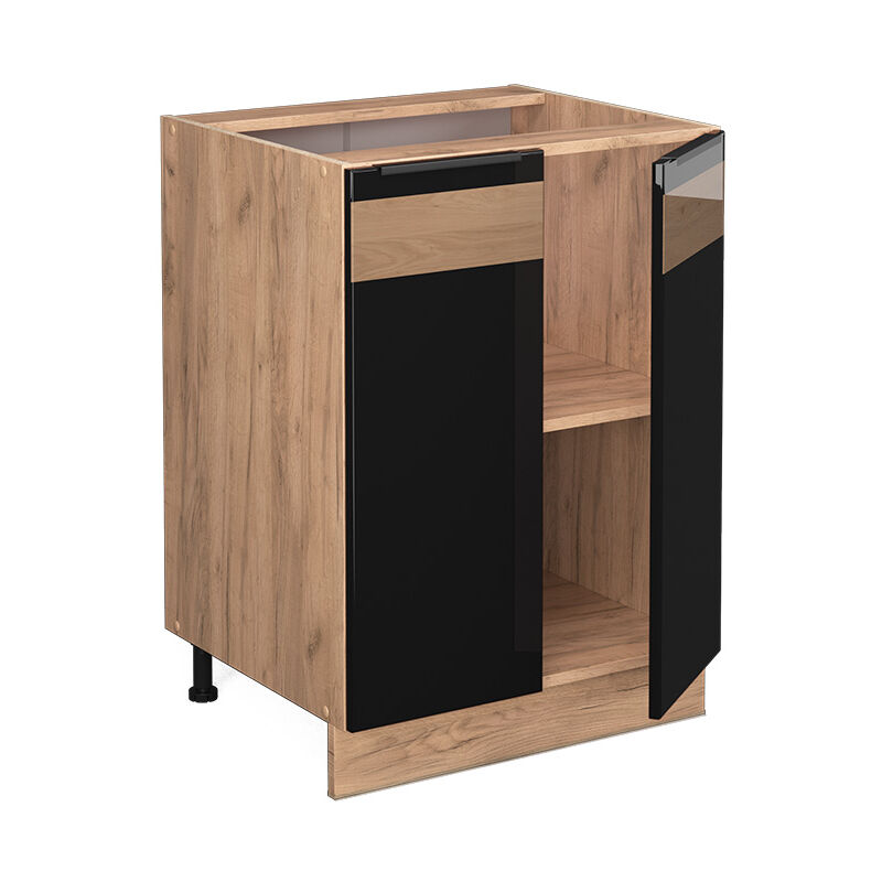 foto del prodotto mobile alto fame line, rovere nero lucido, 60 cm senza piano di lavoro vicco