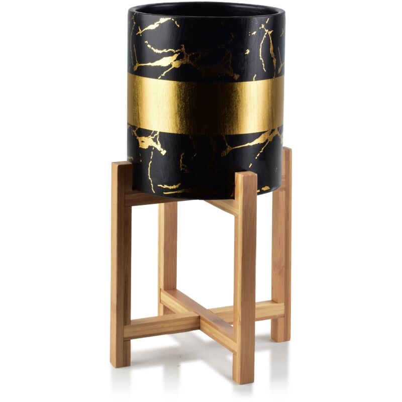 foto del prodotto vaso da fioriera ava gold, diametro 18xh20 cm, su supporto