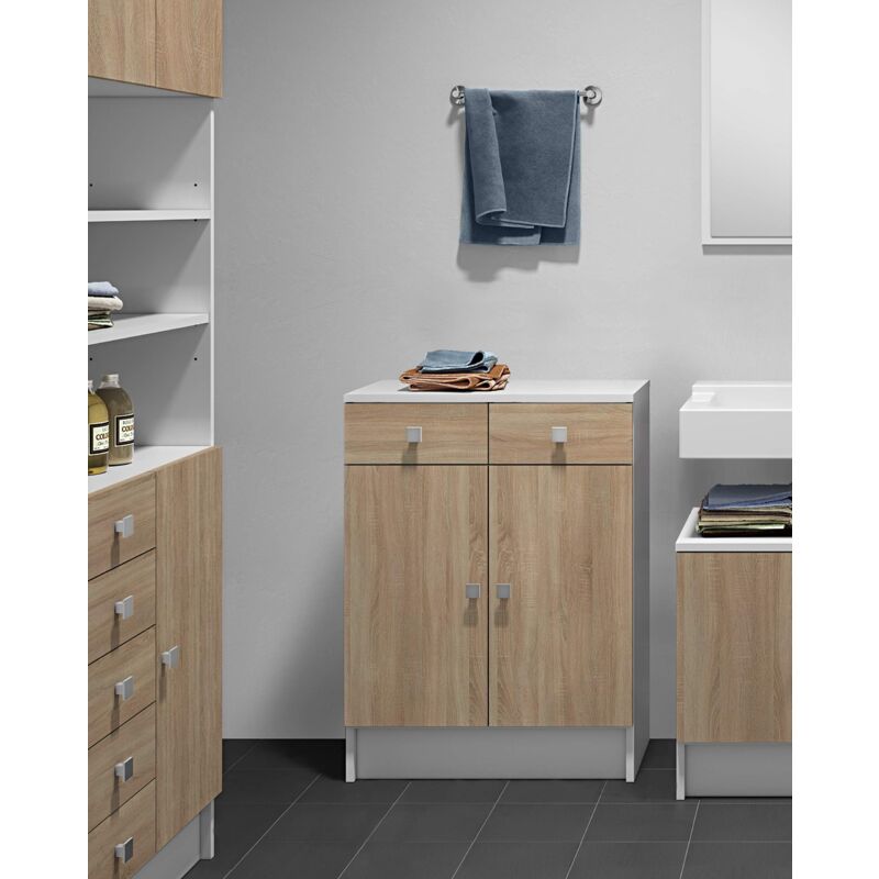 foto del prodotto symbiosis combi mobile basso, bianco e rovere naturale 60x29,6x81,5 cm