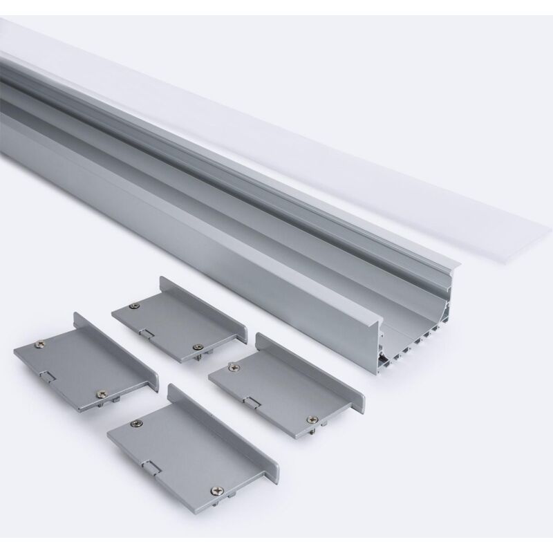immagine 0 del prodotto efectoled profilo da incasso in alluminio 2 m con copertura continua per strisce led fino a 45 mm 2 m