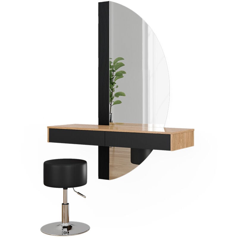 foto del prodotto tavolo da toilette melisa, nero, 120 cm con illuminazione e sgabello vicco