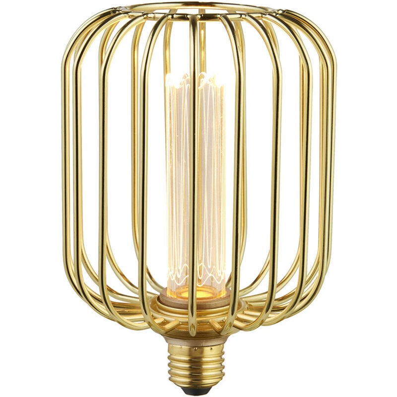 foto del prodotto searchlight lampadina contemporanea tamburo acciaio oro vetro 1 luce e27 3,5w 1800k