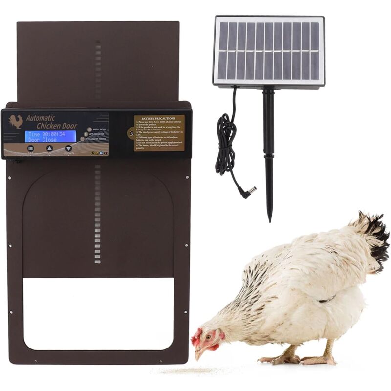 immagine 0 del prodotto aiperq porta automatica per pollaio ad energia solare, impermeabile e durevole, porte automatiche per pollaio in alluminio con timer, ip45 per