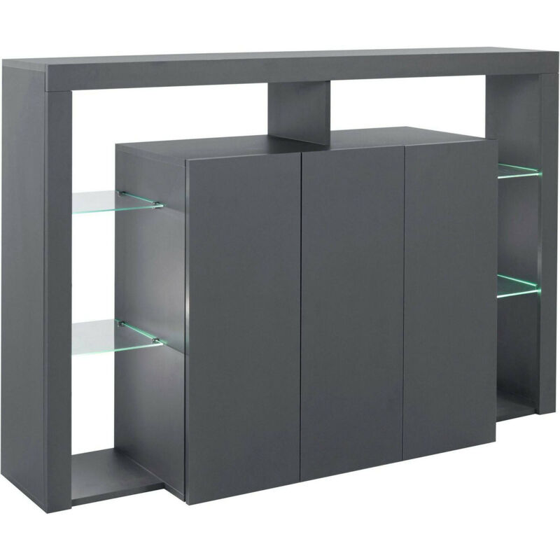 foto del prodotto credenza bagnasco, buffet da soggiorno a 3 ante, madia da salotto, credenza moderna, 100 made in italy, 150x40h100 cm, antracite dmora