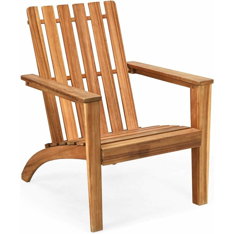 foto del prodotto poltrona da giardino, sedia da giardino in legno di acacia, ideale per giardino, terrazza, piscina, cortile, patio, spiaggia, 69x73x85cm naturale 