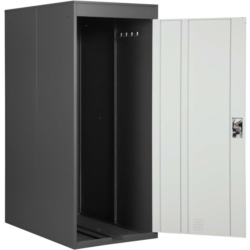 foto del prodotto garage armadio biciclette con serratura hhg 789 metallo verniciato box singolo antracite grigio