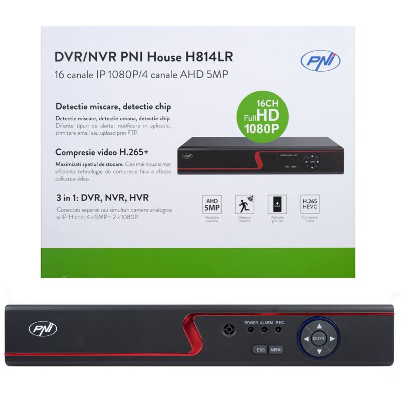 foto del prodotto dvr nvr pni house h814lr 16 canali full hd 1080p o 4 canali analogici 5mp