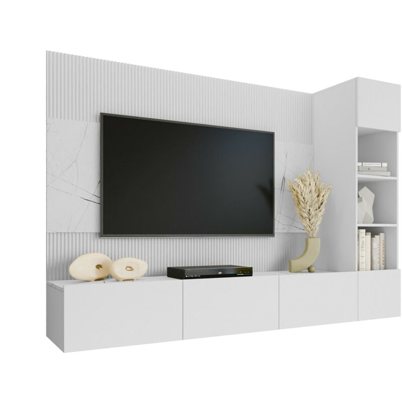 foto del prodotto mobilier1 set mobili soggiorno comfivo 369, bianco marmo bianco