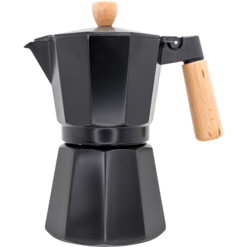 foto del prodotto nerthus fih 1252 caffettiera italiana a induzione 6 tazze design nero legno