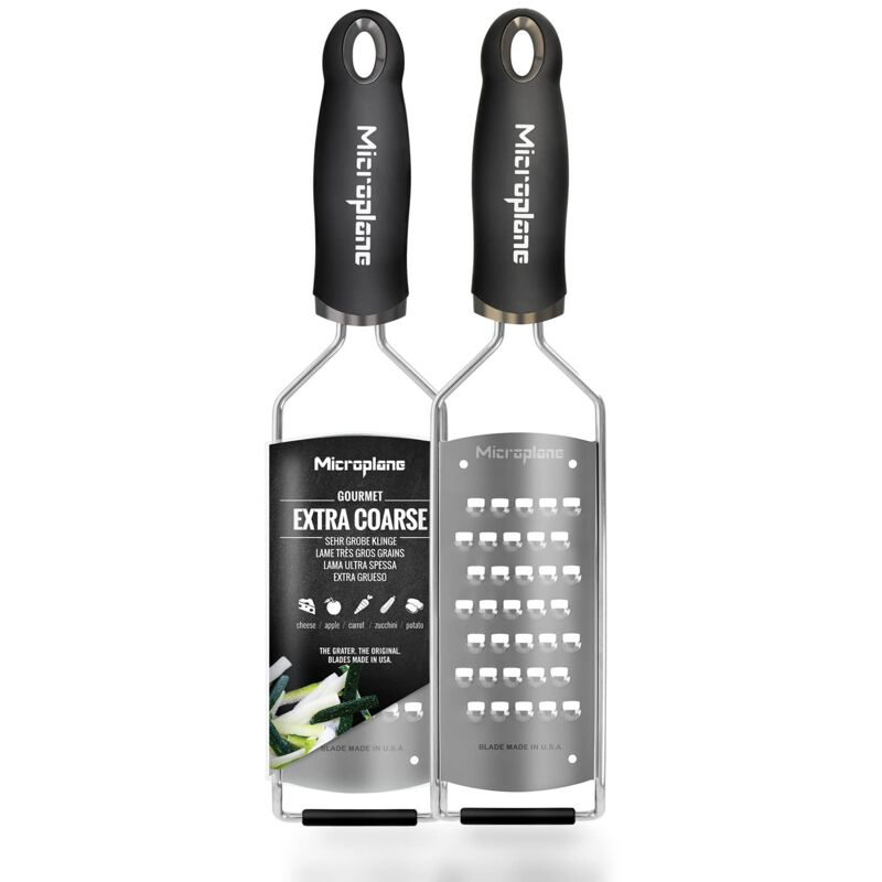 foto del prodotto unbekannt microplane grattugia da cucina lama ultra spessa acciaio inossidabile nera serie gourmet ideale per patata, zucchina, carota, mela,