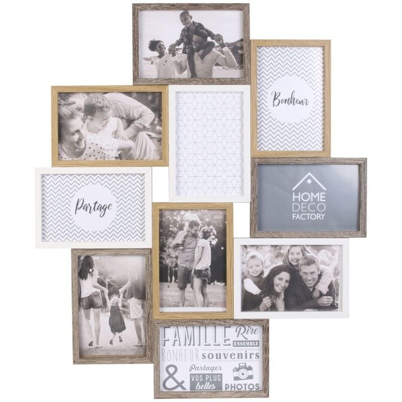 foto del prodotto the home deco factory home deco factory cornice portafoto multipla, per 10 foto souvenir alla rinfusa, in legno e bianco, decorazione da