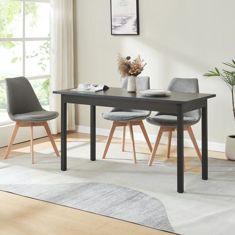 foto del prodotto tavolo da pranzo den haag con piano rettangolare 140 x 60 cm nero en.casa 