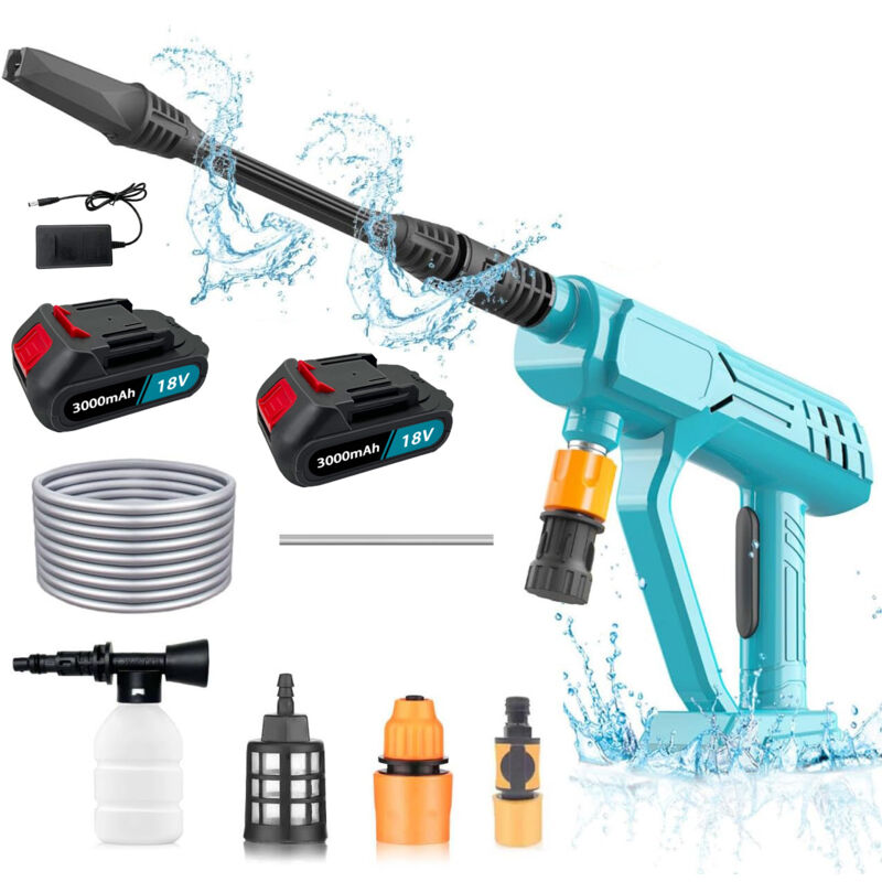 foto del prodotto teetok idropulitrice elettrica , idropulitrice ad alta potenza senza fili pistola per pulizia auto jet wash , 2 batterie 3000mah 