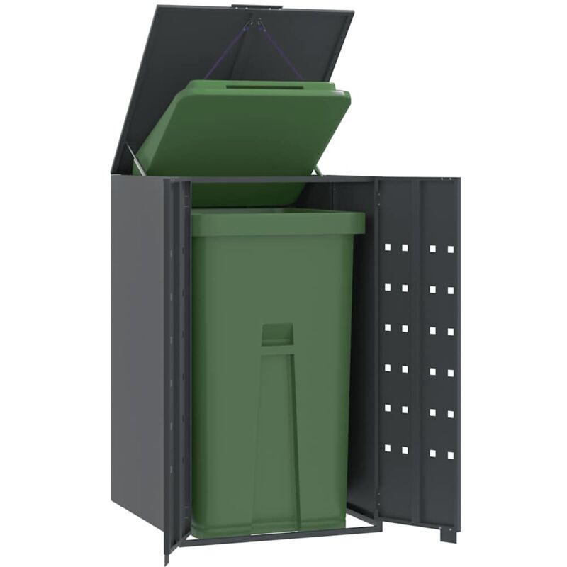 foto del prodotto vidaxl copribidone ruote bidone singolo antracite 69x79x117cm acciaio