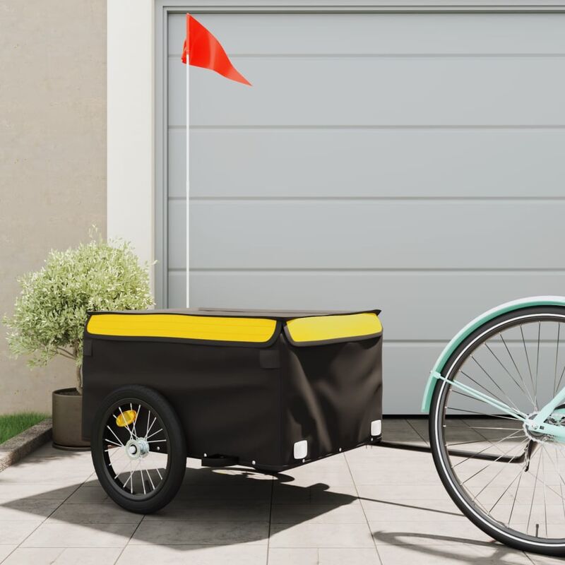 foto del prodotto vidaxl furniture limited rimorchio da bici nero e giallo 45 kg in