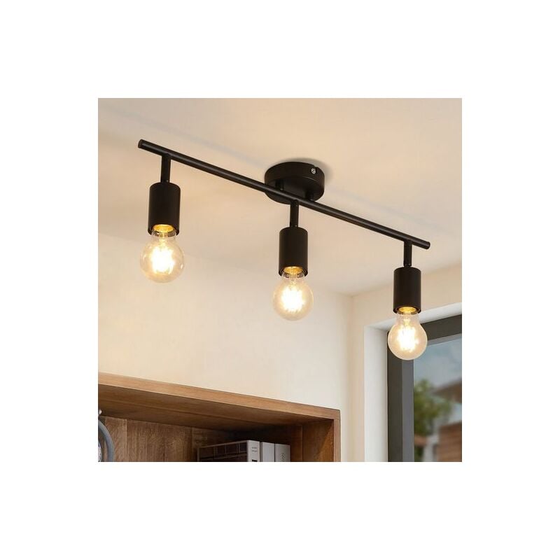 foto del prodotto gbly faretto da soffitto nero 3 fiamme faretto da soffitto e27 industriale vintage, orientabile, led cambiabile, cucina corridoio soggiorno camera