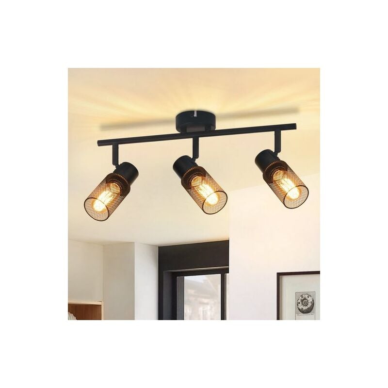foto del prodotto gbly plafoniera nera 3 fiamme plafoniera vintage e27 330 ruotabile faretto in metallo paralume per soggiorno cucina camera da letto bambini