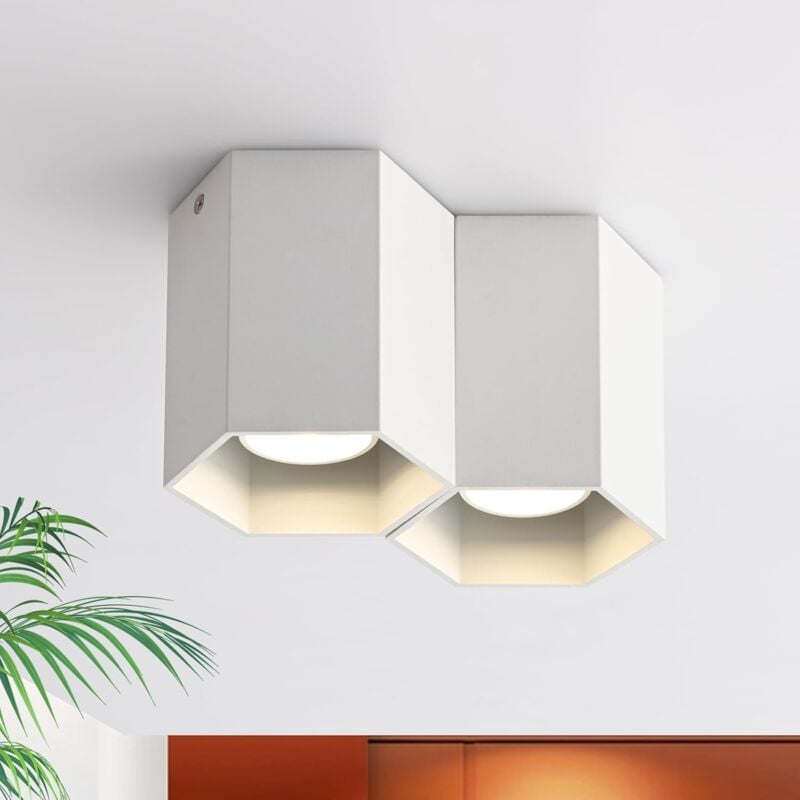 foto del prodotto gbly faretto da soffitto bianco gu10 plafoniera faretto a superficie moderno faretto a 2 fiamme per ristorante soggiorno cucina senza lampadina 