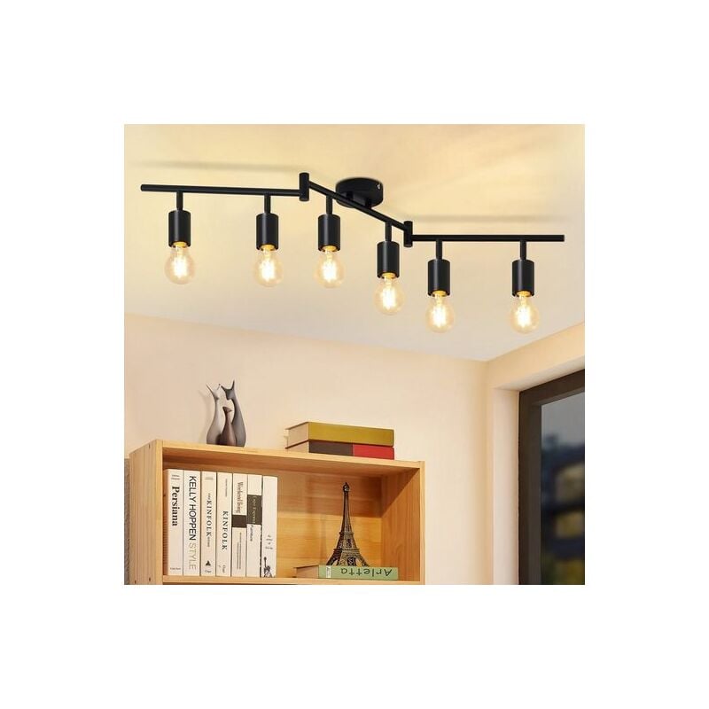 foto del prodotto gbly faretto da soffitto nero 6 fiamme faretto da soffitto e27 industriale vintage, orientabile, led cambiabile, cucina corridoio soggiorno camera