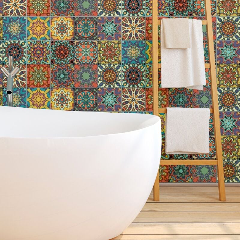 foto del prodotto adesivo da parete, adesivo murale 9 adesivi per piastrelle adesivo per piastrelle di cemento mosaico bagno e cucina piastrelle di cemento adesivo