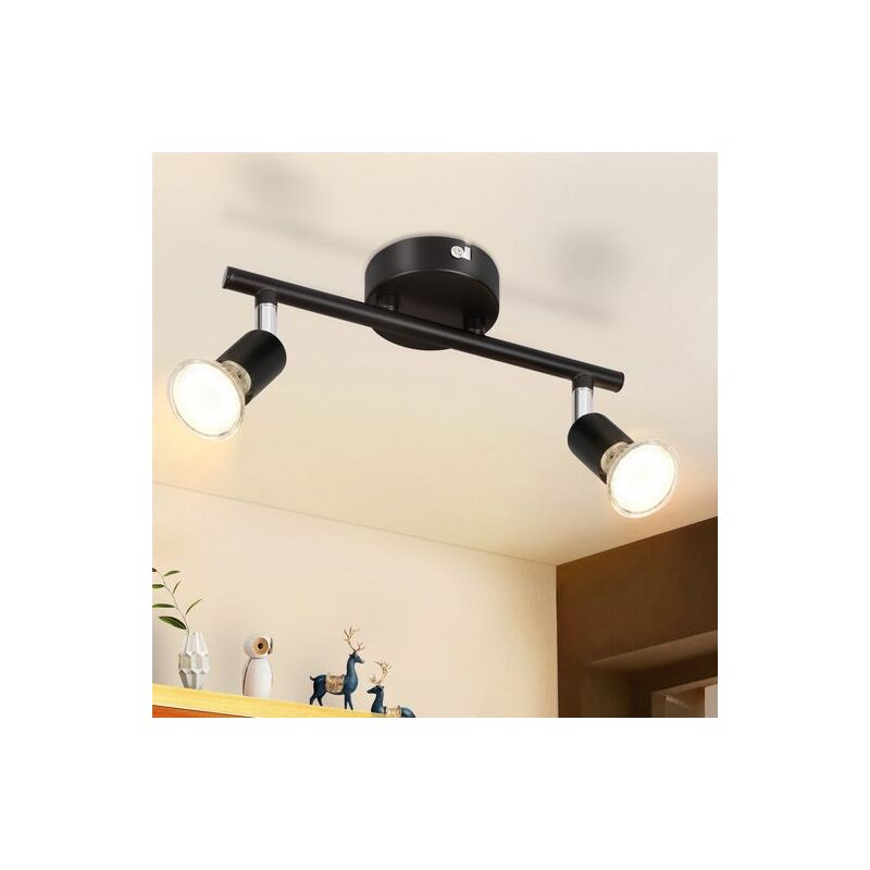 foto del prodotto gbly faretto da soffitto faretto da soffitto 2 fiamme nero moderna plafoniera gu10, orientabile 350 , senza lampadina, soggiorno camera da letto