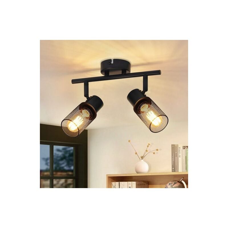 foto del prodotto gbly plafoniera 2 fiamme soffitto faretto nero plafoniera spot metallo industriale orientabile 330 e27 led per corridoio corridoio soggiorno