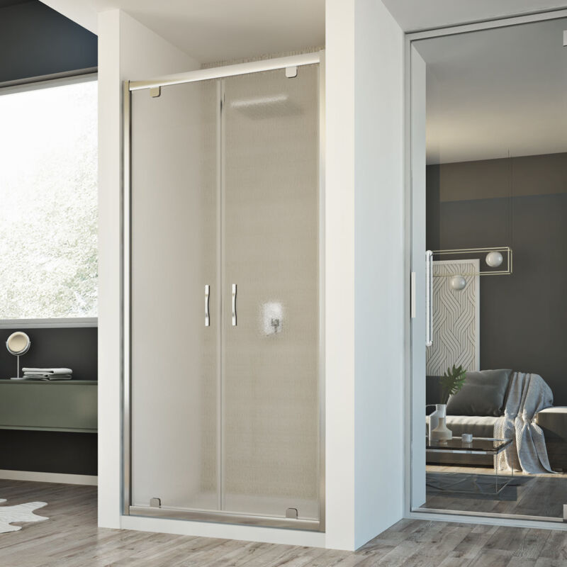 foto del prodotto porta doccia battente vetro stampato h 198 mod. cristal 2 ante 120 cm