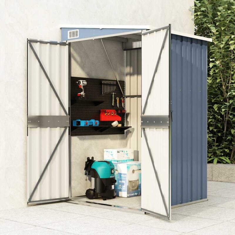 foto del prodotto vidaxl capanno giardino a parete grigio 118x100x178 cm acciaio zincato