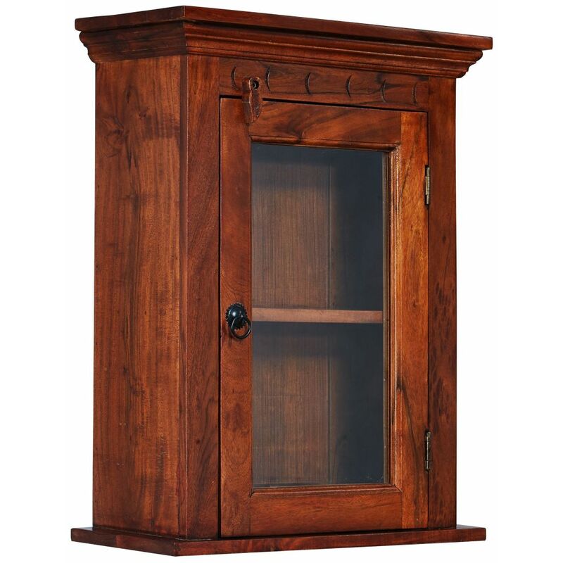 foto del prodotto vetrina in legno di acacia 52x24x69 nougat laccato oxford 1002