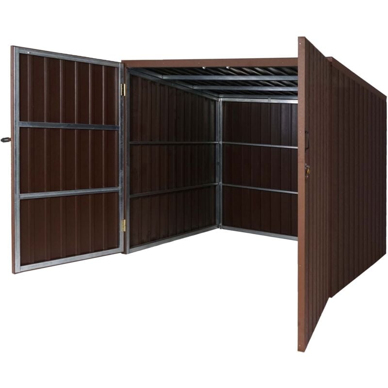foto del prodotto garage armadio per biciclette serratura hhg 054 acciaio, 4 bici 172x213x160cm marrone